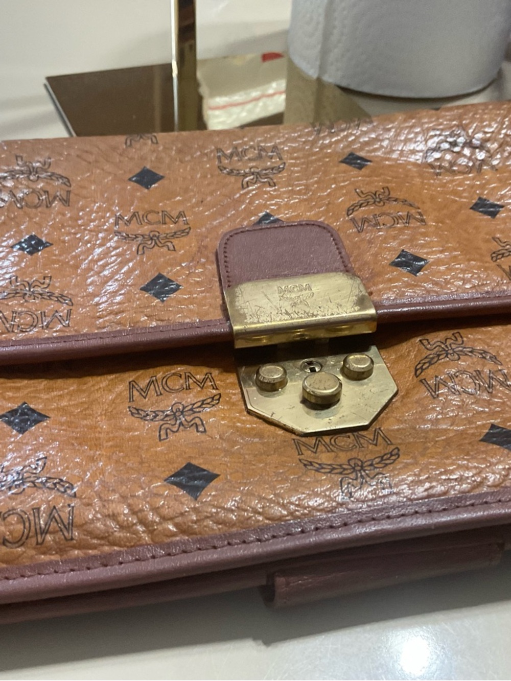 MCM Cognac Vintage Wristlet2
